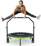 BCAN 40"/48" Foldable Mini Trampoline, Rebounder Trampoline for Adults, U/T Shape Adjustable Foam Handle, Exercise Rebounder for Kids Adults Indoor/Garden Workout, Max Load 330lbs/440lbs