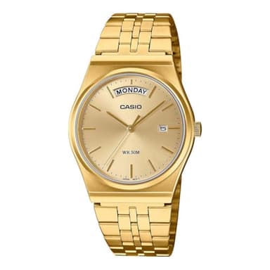 Casio MTP-B146G-9AV Men's Vintage Gold Tone Stainless Steel Gold Dial Day Date Analog Watch