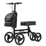 ELENKER Knee Scooter with Basket Dual Braking System for Ankle and Foot Injured Bright Black