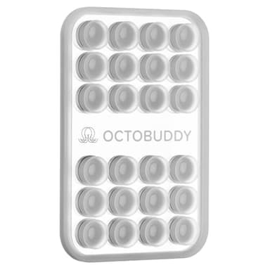 OCTOBUDDY Mirror - OG Suction Cup Phone Mount - Silicone Suction Grip Mobile Holder with Built-in Mirror - Hands-Free Selfies and Videos - Content Creator Accesory - 2.6″ x 3.9″, Transparent