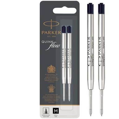 PARKER QUINKflow Ballpoint Pen Ink Refill, Medium Tip, Black, 2 Pack