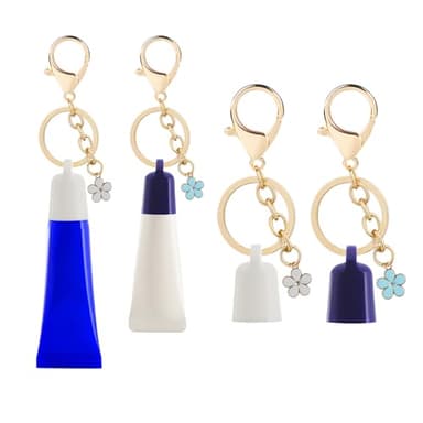 2 PCS Keychain Cap for Aquaphor 0.35 oz Lip Balm, Keychain Holder for Aquaphor Lip Repair-Polypropylene Cap Accessory, Leak-Proof Design with Portable Replacement Cap (2PCS(Blue+White))