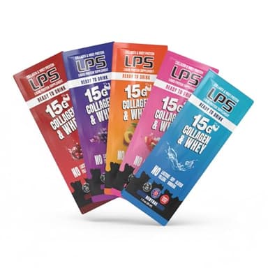 Nutritional Designs LPS Liquid Collagen & Whey Protein Supplement - Non-GMO Drink, Sugar-Free - Promotes Healthy Skin & Hair for Men & Women, Variety Box, Single Serve (30 Packets)