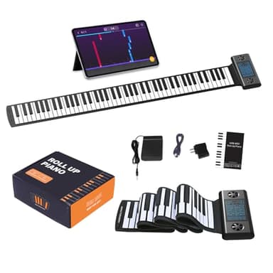 KONIX Roll Up Piano 88 key, Hand Roll Portable Piano for Beginner with Bluetooth/MIDI, 128 Tones and Rhythms, Best Christmas Birthday Gift