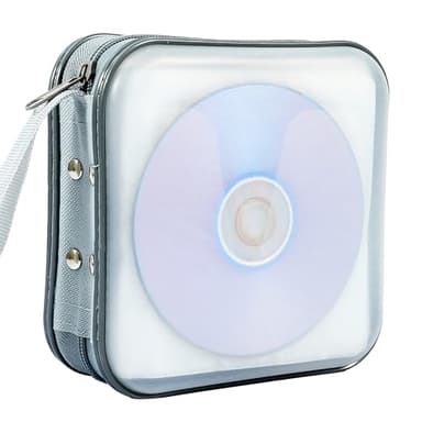 Penxina CD Case, 40 Capacity CD DVD Case Wallet Holder Portable Disc VCD Heavy Duty Binder Storage Organizer (White)
