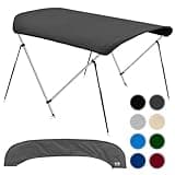 KNOX 2 Bow Bimini Tops for Boats, Boat Canopy Kit, 900D Canvas, Stainless Steel Bimini Top Hardware, Storage Boot, Fits Most Small & Inflatable Boats, 63" L x 43" H x 39"-55" W (Charcoal Gray)