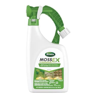 Scotts MossEx 3-in-1 Ready Spray, Kills Moss, Algae and Lichens, Fast Acting, Use on Lawns, Roofs, and Patios, 32 fl. oz.
