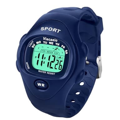 Viecaeio Kids Digital Watch, Suitable for 3-8 Years Old Boys and Girls Gift, with Waterproof, Shockproof, Stopwatch,Light and Alarm Clock, Easy and Comfortable (Navy Blue)