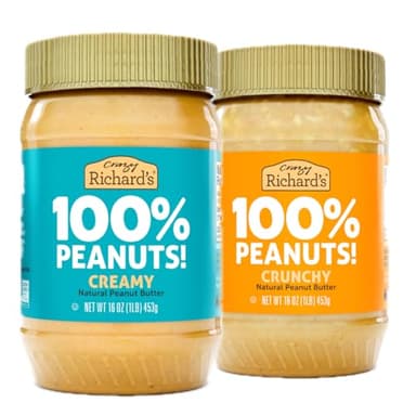 Crazy Richard's 100% All-Natural Vegan Creamy & Crunchy Peanuty Butter with No Added Sugar and Non-GMO Variety Pack (1 Pound, Pack of 2)