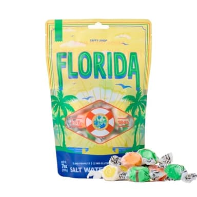 Taffy Shop Florida Salt Water Taffy -Gourmet Soft Chewy Candy, Variety Pack, Bulk Sweet Snack, Fresh Gift & Gluten-Free, 30 Individually Wrapped Pieces(7oz)