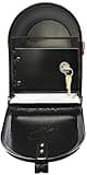 Qualarc E1-MLBX-LKIT-BLK Rust Proof Galvanized Steel Mailbox with Locking Insert, Steel Latch & Red Aluminum Flag, Black