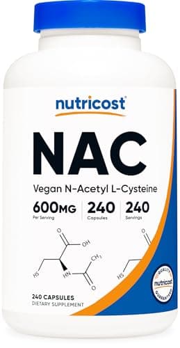 Nutricost N-Acetyl L-Cysteine (NAC) 600mg, 240 Vegetarian Capsules - Vegan, Non-GMO, Gluten Free