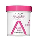 Almay Biodegradable Makeup Remover Pads, Micellar Gentle, Hypoallergenic, Fragrance-Free, Dermatologist & Ophthalmologist Tested, 80 Count