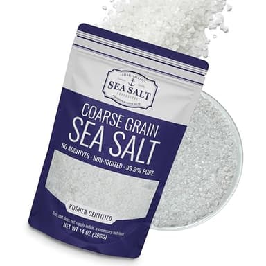 Sea Salt Superstore Coarse Sea Salt for Grinder Refill, Coarse Grain Kosher, Non-Iodized Unrefined Baja Salt for Cooking, Mineral-Rich, 14 oz Bag