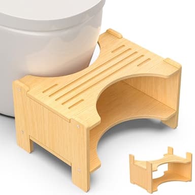 XiaZ Toilet Stool Squat Adult, Poop Stool 7in & 9in Adjustable Heights, Wood Potty Stools with Non-Slip Strip to Improves Defecation, 300 lbs Capacity