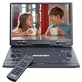 14.9" Portable DVD Player with 12.5" Large HD Swivel Screen, 6 Hours Rechargeable Battery, Exclusive Button Design, Car Headrest Mount Provided, High Volume Speaker, Support CD/DVD/SD Card/USB