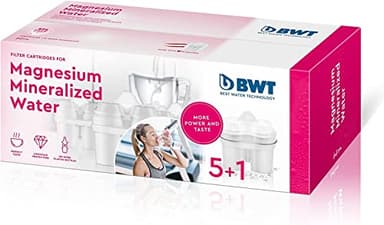 BWT Magnesium Mineralized Water Filter, 6-Pack - Long Life Mg2+ Cartridge for Water Filters, 6x120L Capacity, Maximum Protection for Espresso Machines