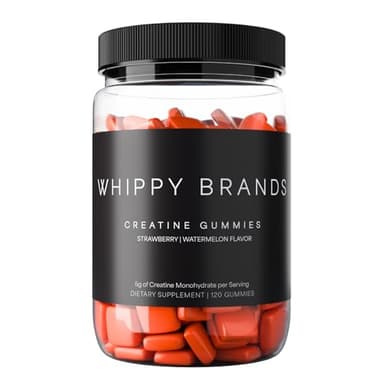 Whippy Brands Creatine Gummies | 5g Creatine Monohydrate per Serving | Muscle Strength & Recovery | Chewable Creatine Supplement | 30 Servings (Strawberry Watermelon)