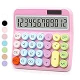 UPIHO Pink Calculator, Standard Calculator 12 Digit with Large LCD Display and Big Buttons,Pink Office Accessories for Women Desk,Cute Calculator for Office,School, Home,Business(Colorful Pink)