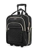 BAGSMART Carry On Luggage Underseat 16-inch Airline approved Underseater Softside Travel Suitcase with Wheels Lightweight Overnight Rolling Carry-on Luggage for Women Men Weekender,Black