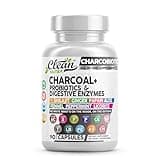 Clean Nutra Activated Charcoal Capsules Shilajit 5000mg Pills Probiotic 200 Billion + Digestive Enzymes for Digestive Health with Peppermint Fennel Licorice Papain Ginger Turmeric | Gut Health