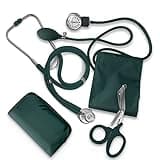 ASA TECHMED Nurse EMT Starter Pack Stethoscope, Blood Pressure Monitor and Trauma 7.5" EMT Shear Ideal Gift for Nurses, Medical Students, Firefighters, Police and Personal Use (Hunter Green)
