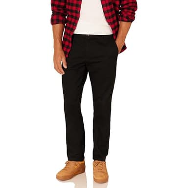 Amazon Essentials Men's Slim-Fit Wrinkle-Resistant Flat-Front Chino Pant, Black, 30W x 30L