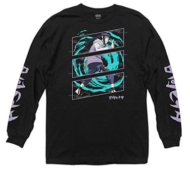 Ripple Junction Naruto Shippuden Adult Unisex Hinata Power Up Light Weight 100% Cotton Long Sleeve Crew T-Shirt XL Black