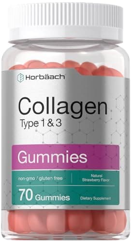 Horbäach Collagen Gummies | 70 Count | Strawberry Flavored Gummy | for Women and Men | Collagen Peptides Type 1 and 3 | Non-GMO, Gluten Free Supplement