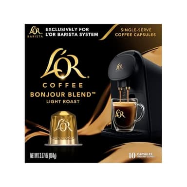 L'OR Coffee Pods, 10 Count Bonjour Light Roast Blend, Single-Serve Aluminum Coffee Capsules Compatible with the L'OR BARISTA System, 10 count (Pack of 1)