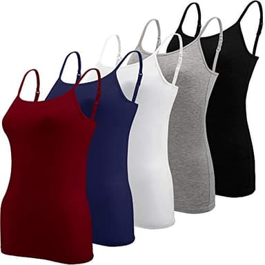 BQTQ 5 Pcs Women's Camisole Tank Top Undershirt Spaghetti Strap Basic Camisoles, M