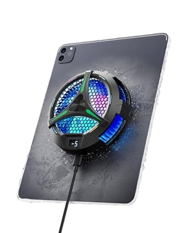 ACEDAYS Magnetic Cooler for iPad,Tablet Cooler for ipad/Surface pro/Samsung Tab,Universal Radiator with Temperature Display for Mobile Gaming,Tiktok Live Streaming (Green Mech)