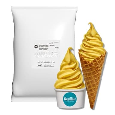 Frostline Birthday Cake Soft Serve Ice Cream Mix, Lactose & Gluten Free - Just Add Water, Dairy, or Dairy Free Alternative, Use with Blender, Countertop Ice Cream Maker, Soft Serve Machine - 6 lb Bag