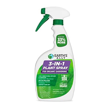Earth's Ally 3-in-1 Plant Spray for Pests and Disease - Organic Insecticide, Fungicide and Spider Mite Control - OMRI Listed Indoor Outdoor Garden Spray - Safe for Pollinators, Kids and Pets - 32 oz