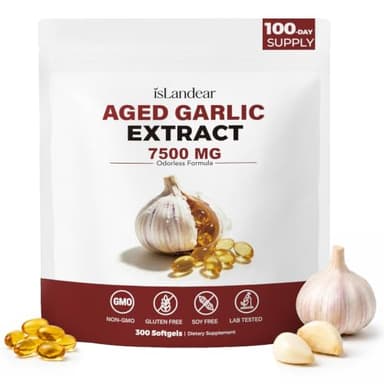 Aged Garlic Extract - 7500mg Odorless 300 Softgels, 2 Years Matured
