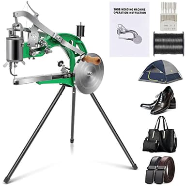 Leather Cobbler Machine Cobbler Sewing Machine, Shoe Repair Machine with Manual Dual Cotton Nylon Line Sewing Machine for Upsolery, Clothes, Zippers and Tents