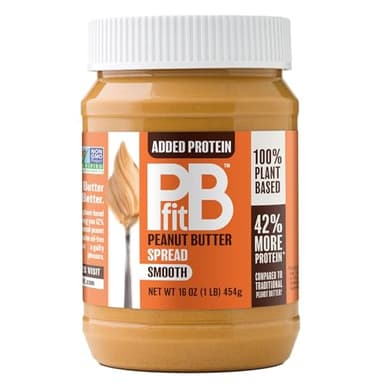 PBfit Peanut Butter Spread, 10g Plant Based Protein per Serving, Keto and Vegan Nut Butter, No Palm Oil, No Artificial Sweeteners or Preservatives, 16 oz