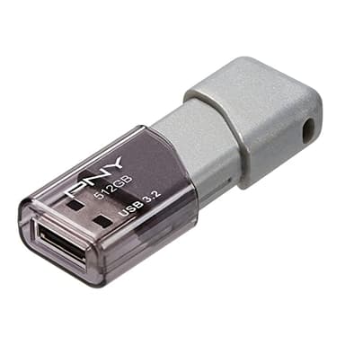 PNY 512GB Turbo Attache 3 USB 3.2 Flash Drive 100MB/s, Silver (Pack of 1)