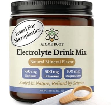 Raw Electrolytes Unflavored - Carnivore & Fasting Salts Without Stevia | Microplastics Tested | Electrolyte Powder + Trace Minerals | Sugar Free | Glass Jar & Wooden Scoop
