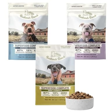 BADLANDS RANCH 64 oz. Premium Chicken, 64 oz. Premium Beef, 64 oz. Lamb & Venison Superfood Complete Bundle