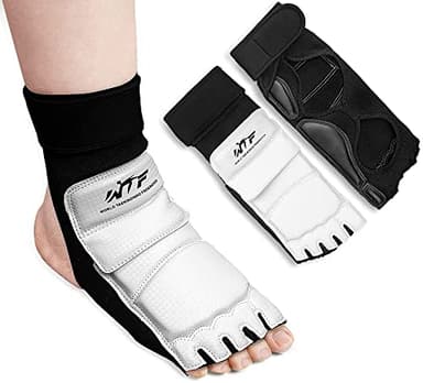 LangRay Taekwondo Sparring Gear Protector Karate Boxing Sparring Guard, Martial Arts Protective Foot Gear for Kung Fu Punch Bag Kickboxing MMA Training, XL White