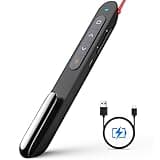 Norwii N76 Rechargeable Presentation clicker with Pointer, Long Range Presentation Remote, Wireless Presenter for PowerPoint Presentations, Slide Control (Black with Red Light)