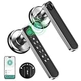 Fingerprint Door Lock, Smart Door knob, Biometric Door Lock, Bedroom Door knob with Code and App, Keypad Keyless Entry with Handle for Home Hotel Office Apartment