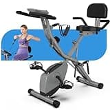 LINBOLUSA Indoor Exercise Bike for Seniors, 5 IN 1 Foldable Stationary Bike with 16-Level Magnetic Resistance and Tri-Position Ride, 330LBS Capacity, 6.6 LBS Flywheel, for Home Workout 818 Gray