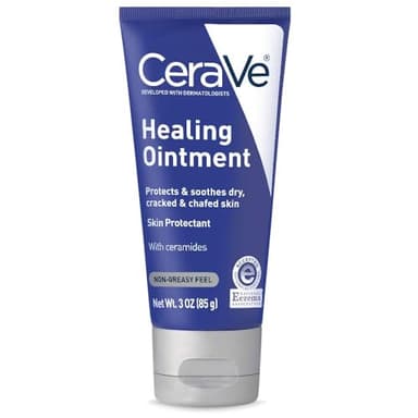 CeraVe Healing Ointment, Hydrating Skin Protectant With Petrolatum, Hyaluronic Acid & Ceramides, Face & Body Skin Barrier Repair For Cracked, Chafed, Dry Skin, Fragrance Free & Lanolin Free, 3 Oz
