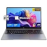 MALLRACE 2025 Laptop Computer with Windows 11, Intel N150 Quad-Core Processor 16GB DDR4 RAM 512GB SSD, 15.6" FHD IPS Display, Long Battery Life, Traditional Laptops for Business Office Student Gaming