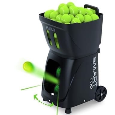 PUSUN App Control, Internal Oscillation Tennis Ball Machine PT-Smart Pro, Up to 75 mph, 100 Balls, 5-Hour Battery, 20 Programmable Spots, Portable — for Intermediate–Advanced, Coaches & Schools