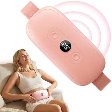 Portable Heating Pad for Period Cramps, Cordless Wearable Menstrual Heating Pad for Women with 6 Heat & 6 Massage Modes, Rechargeable for Cramps Relief, Valentines Day Gifts for Her Girlfriend, Pink