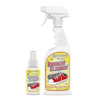 Grandma's Secret Sneaker Cleaner - for Rubber, Canvas, Leather, Stain Remover Spray Removes Dirt, Grime, Grass - Cleaner for Outdoor Shoes, Slippers, Moccasins - 16oz & 3oz Combo