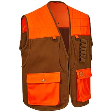 BASSDASH Upland Game Field Water-Resistant Bird Hunting Vest with Multi Pockets Brown/Orange Men Women FV11